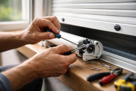 mains-outils-reparation-volet-flou