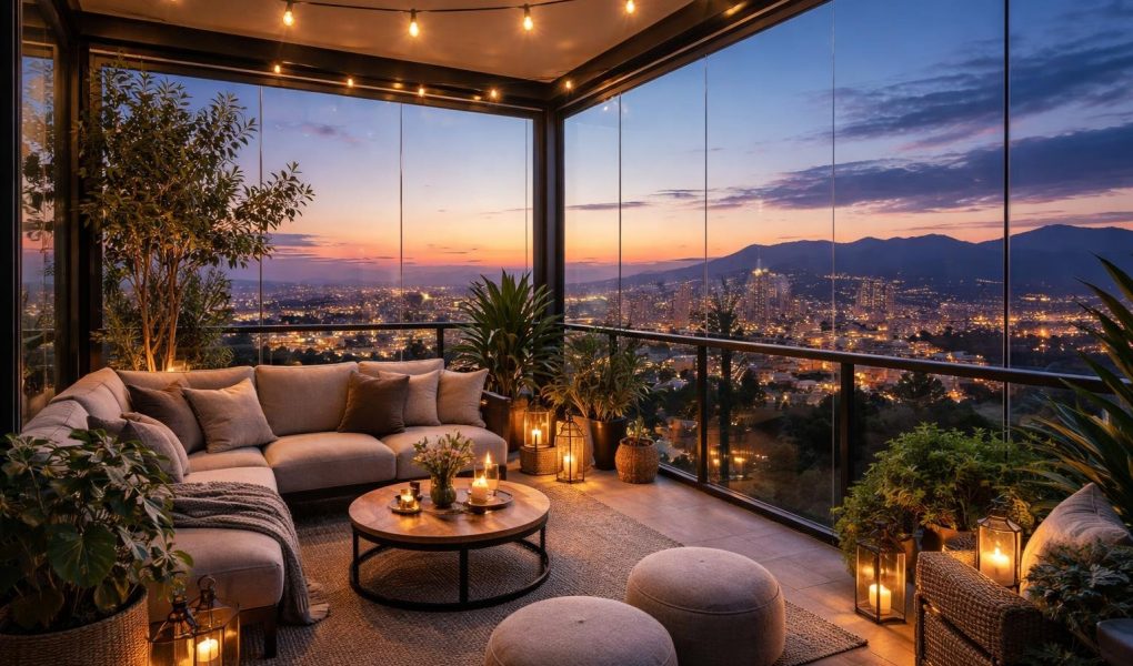 veranda-balcon-vitre-ville-crepuscule