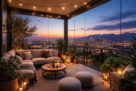 veranda-balcon-vitre-ville-crepuscule