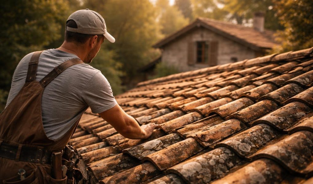 artisan-examine-toiture-ancienne-soleil