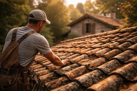 artisan-examine-toiture-ancienne-soleil