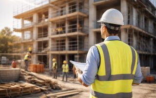 architecte-plan-batiment-echafaudages-ouvriers