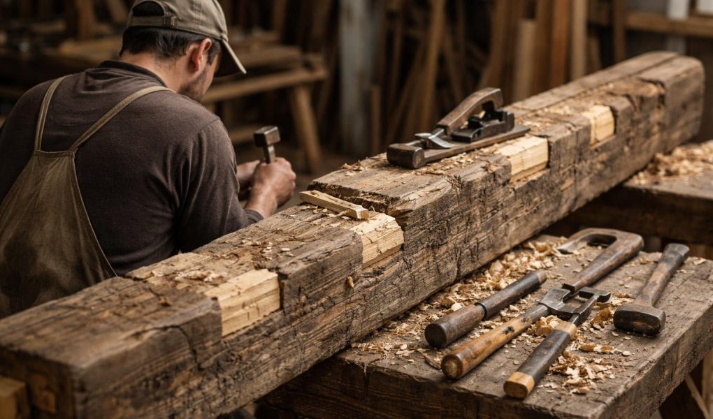 artisan-poutre-bois-outils-atmosphere-traditionnelle